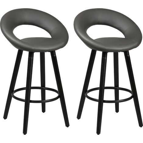 LOTHAR - Lot de 2 Tabourets Gris (1/3)