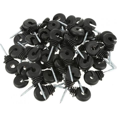 Isolateurs de poteau en bois, 50 pièces/ensemble isolateurs à vis noire dans les accessoires de clôture électrique pour poteau en bois (1/5)