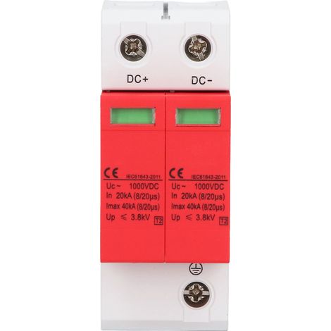 Parafoudre 2P 40kA 1000V CC Protection contre les surtensions PV Dispositif de Sécurité (1/5)