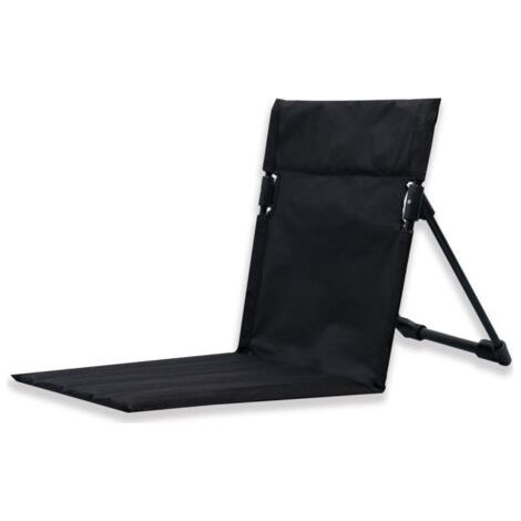 QORVA-Chaise pliante 39,5 x 38,5 x 41,5 cm en tube d'acier noir avec dossier, idéale pour un pique-nique sur la plage ou sur la pelouse, 1 pièce (1/5)