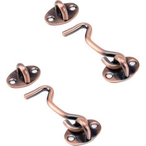 2er-Set Scheunentor-Verriegelung, 75 cm Haken für Schiebetür mit Schrauben, rotbronze Farbe (1/5)