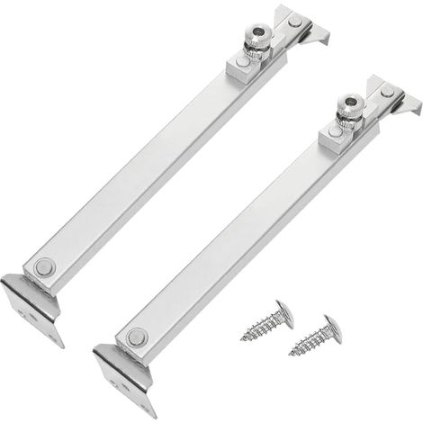Lot de 2 supports de fenêtre à battant, 321 mm, charnières de fenêtre en acier inoxydable argenté réglables avec vis pour maison, caravane