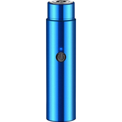 Tondeuse à barbe électrique rechargeable USB mini portable rotative pour hommes femmes bleu (1/5)