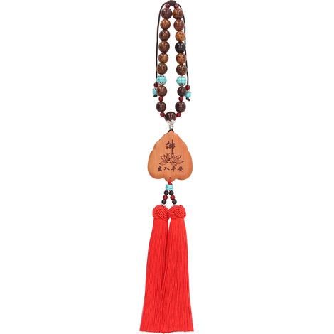 Chariot de Bouddha suspendu en buis à double oreille, symbole de prospérité et de purification de l'esprit pendentif Guanyin debout (1/5)