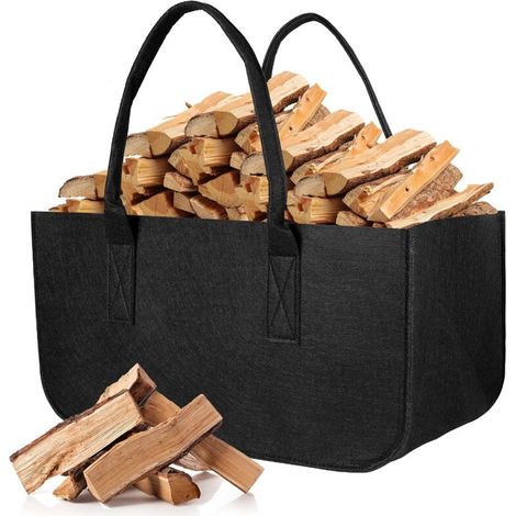 Sac a Buches, Pliable Panier Bois Pour Cheminée, Sac a Bois Cheminée, 50x25x25cm Multifonctions Sac Courses, Range Buche Interieur pour Bois De Chauffage Journau Jouets Shopping