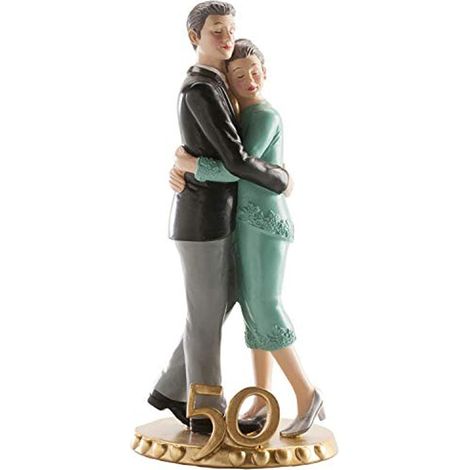 dekora - Decorazione per Torte di Matrimonio - Figura di Sposi Abbracciati 50 Anniversario 20 cm (1/4)
