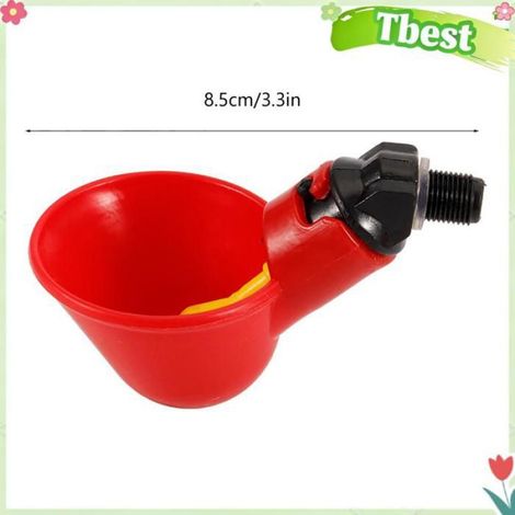 Tbest Abreuvoir automatique Abreuvoirs automatiques pour poulet et oiseau, 5 pièces, Deck demi-cercle 4 points + petit bol rouge (1/5)