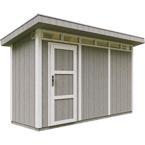 Abri de Jardin Qualité Premium 4m² - L161xL412cm - Kit tout compris avec sol, tuiles bitumineuses, set de peinture-LP Smartside Timbela M902 TUNDRA GREY (1/5)