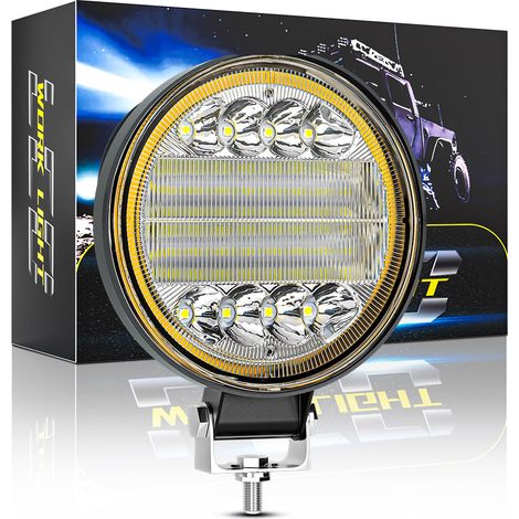 Phare de Travail LED 4 Pouces 72W 2000LM Anneau Lumineux DRL Blanc/Jaune/Rouge/Bleu IP65 Éclairage Auxiliaire pour Voiture, Moto, 4x4, Camion, Bateau, Engin de Chantier(4pcs) (1/5)