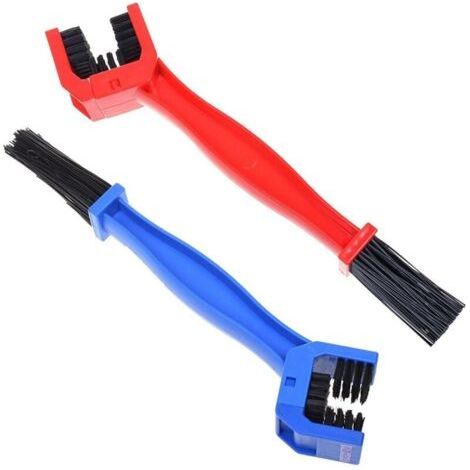 Brosse de chaîne de moto, brosse de chaîne de vélo, brosse de nettoyage de chaîne de moto, jeu de brosses de nettoyage pour motos, nettoyage de chaîne de vélo (rouge, bleu) (1/5)
