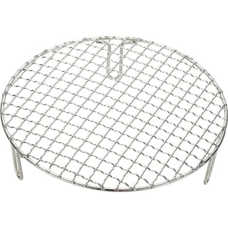 1 Grille de cuisson ronde, Acier inoxydable 201, Pieds surélevés, Maille 11mm, Pour barbecue et pâtisserie (1/5)