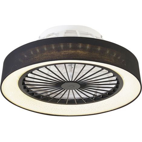 Ventilatore da soffitto a LED dimmerabile nero da 47 cm – Acciaio con effetto stellato – Telecomando incluso – Per soggiorno e camera da letto (1/5)