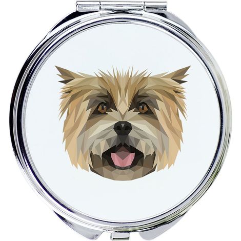 Specchio con foto e scritta geometrica di Art-Dog, ispirato al Cairn Terrier. (1/3)