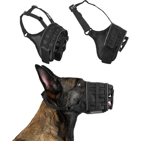 Dog Muzzles, Breathable Nylon Mesh, Adjustable Dog Muzzle with Velcro Straps, Respectful of Dogs Who Can Gap and Drink, Anti Barking, XXL (1/5)