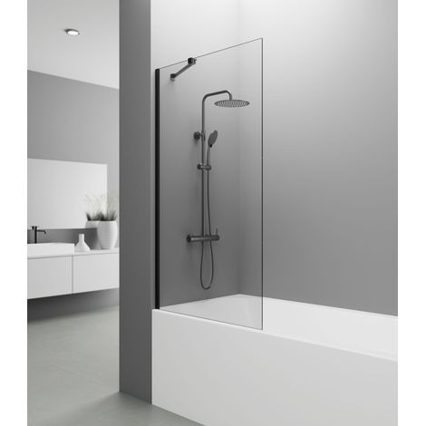Panel de Bañera Fijo Screen Negro Transparente 85 cm - GME