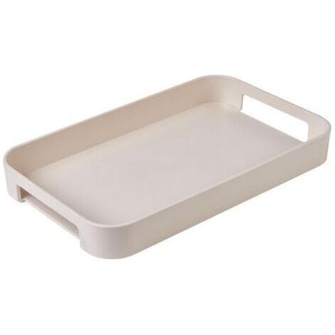 Plateau de service blanc empilable en plastique – 33,4 x 20 x 4 cm – Poignées larges pour un accès facile – Résistant au froid et à la chaleur (1/5)