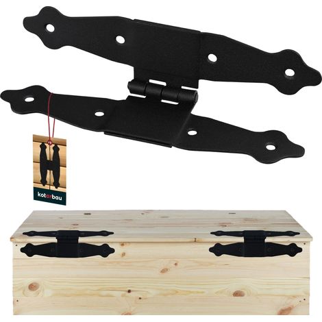 KOTARBAU® Cerniere pieghevoli a forma di H, 20,5 x 10 cm, cerniere per porta, in acciaio verniciato a polvere, colore nero, cerniera per finestra e cancello da giardino (1/5)