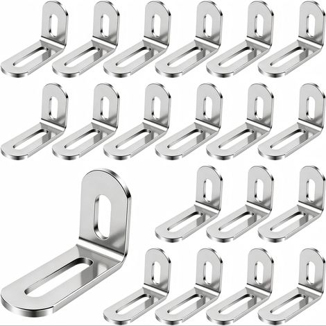 Soporte de acero inoxidable de 49x32x19 mm, con ángulo ajustable de 90° para muebles  Escuadras de acero inoxidable con orificios oblongos ajustables, ideales para reforzar mesas, armarios y estanterí (1/5)