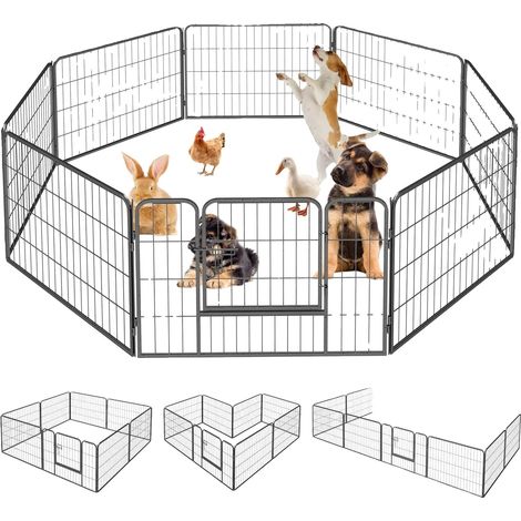 Recinto per animali, design modulare, sicuro e protetto, nero (1/2)