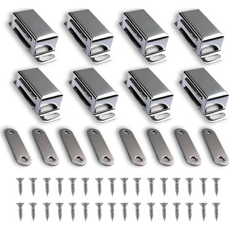 8 Pièces Aimants de Porte Armoire Acier Inoxydable, Fermeture Magnétique pour Porte de Meuble Tiroir Placard, Loquet Magnétique Puissant pour Cuisine Salle de Bain Chambre (1/5)