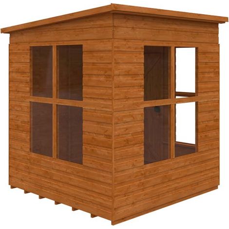 6 x 6 Feet Penthouse 12mm Shed - Solid Wood/Softwood/Pine - L175 x W175 x H204.1 cm - Burnt Orange