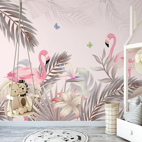 Papier Peint Tropical - Flamants Roses Élégants - 150 x 250 cm (1/2)