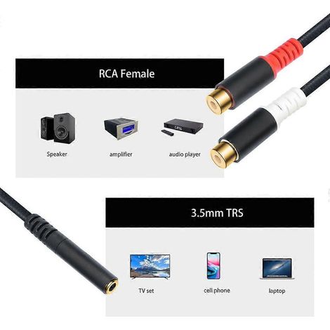 Câble adaptateur en Y stéréo 3,5 mm femelle vers 2 prises RCA femelles pour tablette MP3 (1/4)