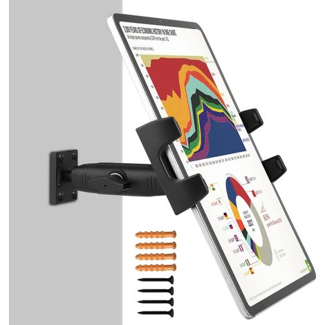 Support mural pour tablette avec long bras réglable à 360° compatible avec tablette 4 à 13,5" et téléphone portable, maisons, lieux médicaux (1/5)