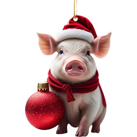 Lot de 3 Cochons Sapin No\u00ebl, Boule, Porc, Chanceux, Suspendu, D\u00e9co, Festif, Cadeau, Ornement, Rigolo (1/5)