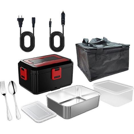 Boîte à lunch électrique 1,5 L, 80 W, chauffe-plats sans eau, portable, pour la voiture ou la maison, étanche, prise américaine. (1/5)