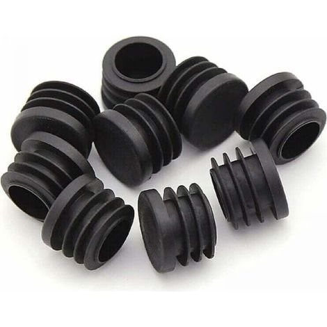 Couvre-pieds de chaise, bouchons ronds en plastique, 30 pièces, embouts de tube noirs, protecteurs de meubles ronds pour chaises (25 mm) (1/5)