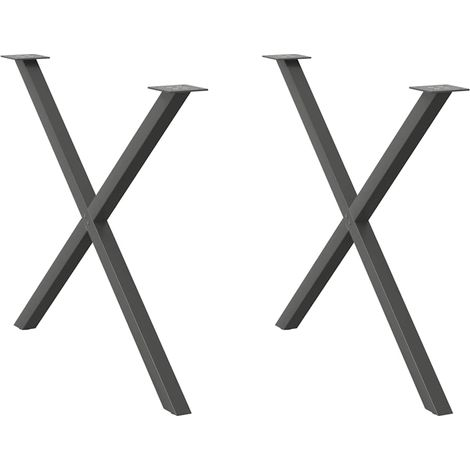 Lot de 2 pieds de table à manger en forme de X 90 x 73 cm robustes design moderne en acier anthracite