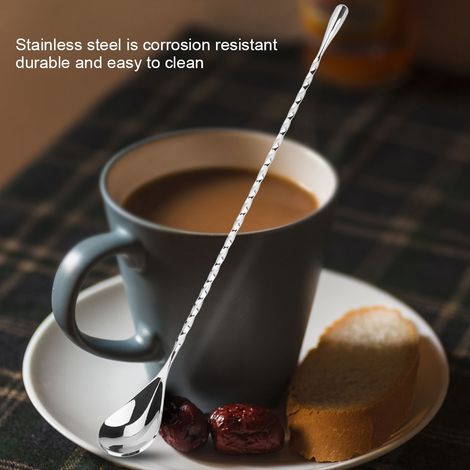 Stück Cocktaillöffel aus Edelstahl, Getränke- und Kaffeemischwerkzeug mit langem Griff (Nr. 4) (1/5)