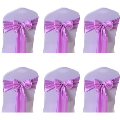 Stretch Satin Bow Chair Belt Chair Back Bow Ribbon Fournitures décoratives (rose violet) 6 pcs (1/5)