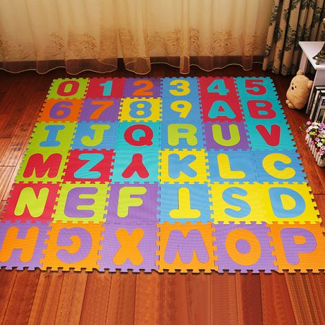 Wyctin – Tapis mousse bébé 36 dalles 32 x 32 cm – Mousse EVA douce et durable – Certification CE & TÜV – Tapis éducatif lettres et chiffres (1/5)