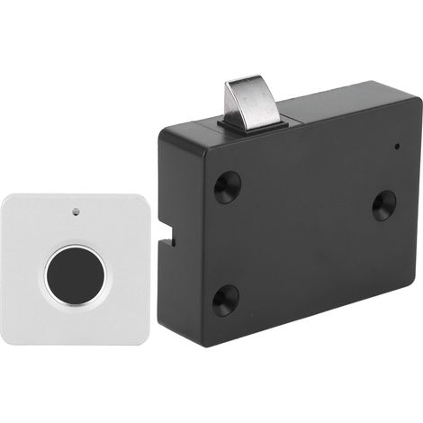 Serrure à empreinte digitale Home Smart en alliage d'aluminium, petite serrure électrique carrée argentée pour tiroir de placard. (1/5)