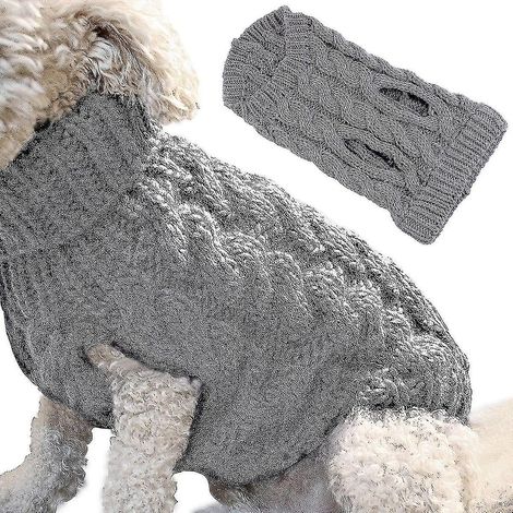 Gilet sans manches chaud pour chien, manteau doux en laine tricotée, pull d'hiver en tricot crocheté pour chiens de petite, moyenne et grande taille - Gris (1/5)