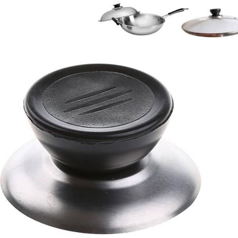 Asa de repuesto para tapa de olla - Asa de repuesto en forma de T - Base de acero inoxidable - Pomo redondo de plástico fijo - Fácil instalación