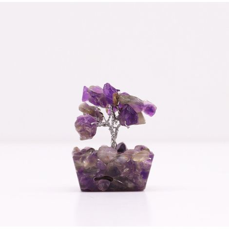 Mini arbres de pierres précieuses sur base d'orgonite - Améthyste (15 pierres)- Vendu par 1 (1/4)