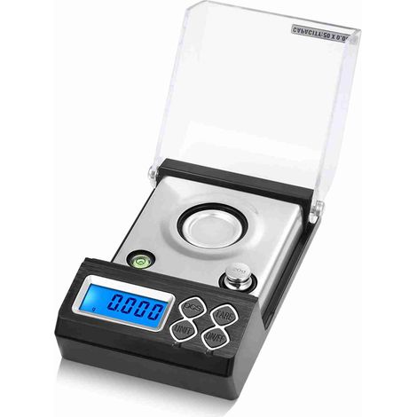 Hochpräzise digitale Milligrammwaage, professionelles Modell, 50 g/0,001 g, Mini-Elektronik, für Goldpulver, Schmuck, Karat, mit 20 g Kalibrierbatterie, Wägeklemme und Plattform.