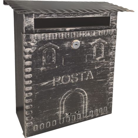 CASSETTA POSTALE 'FRESIA' cm 26x10 x h 29 - argento\nero antico  - KASART