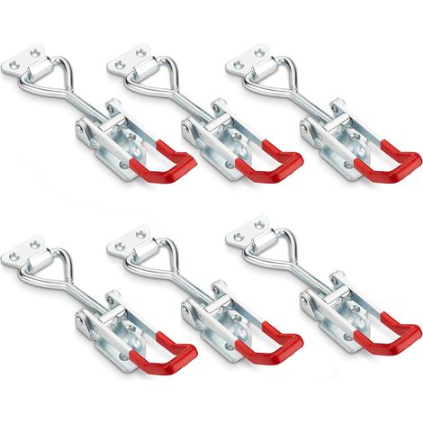 Fermeture à levier - Lot de 6 - Acier galvanisé - Verrouillable M8 - Pour caisses et couvercles - Force 600 kg (1/5)