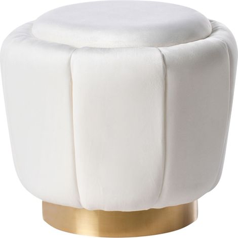 Pouf IRVING Samtstoff Weiß