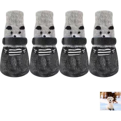 Confezione da 4 calzini antiscivolo per cani, scarpe impermeabili per cani, stivali e protezioni per le zampe, scarpe antiscivolo per cani di piccola taglia, per uso interno ed esterno (1/5)