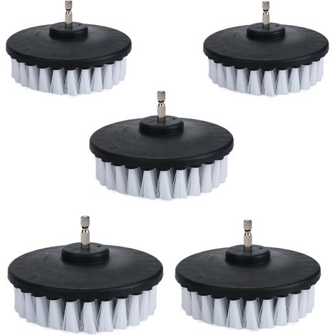 Confezione da 5 spazzole elettriche a setole morbide bianche da 4" per la pulizia di auto, barche, sedili, tappeti, tappezzeria e porte della doccia (1/5)