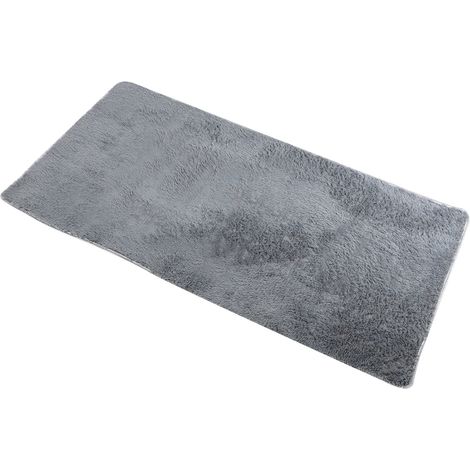 Tapis d'intérieur épais, doux et moelleux, moderne et confortable, antidérapant, idéal pour le salon, le yoga et la décoration intérieure (120 x 160 cm, gris argenté) (1/5)