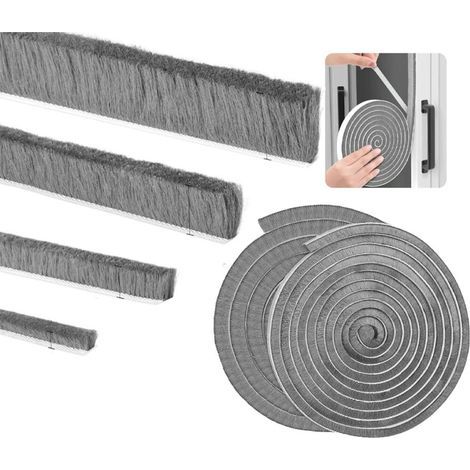 Self-adhesive door and window seals - Dustproof, soundproof and windproof - Grey (2 pieces, 5 meters) 9 x 9 mm (1/5)