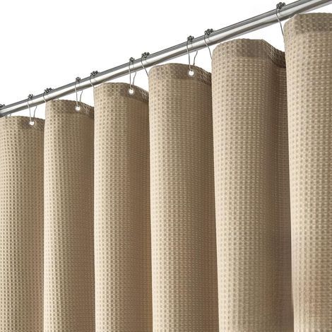 Cortina de ducha de tela gruesa, cortina de ducha de lujo para baño, 1,5 m x 2 m, color caqui (1/4)