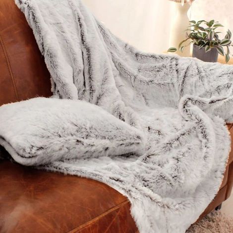 Plaid doux polaire 130 x 160 cm Évasion gris (1/3)