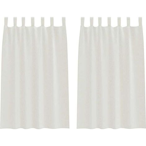 Ensemble de deux rideaux transparents beiges, 175 x 140 cm, en polyester. (1/4)